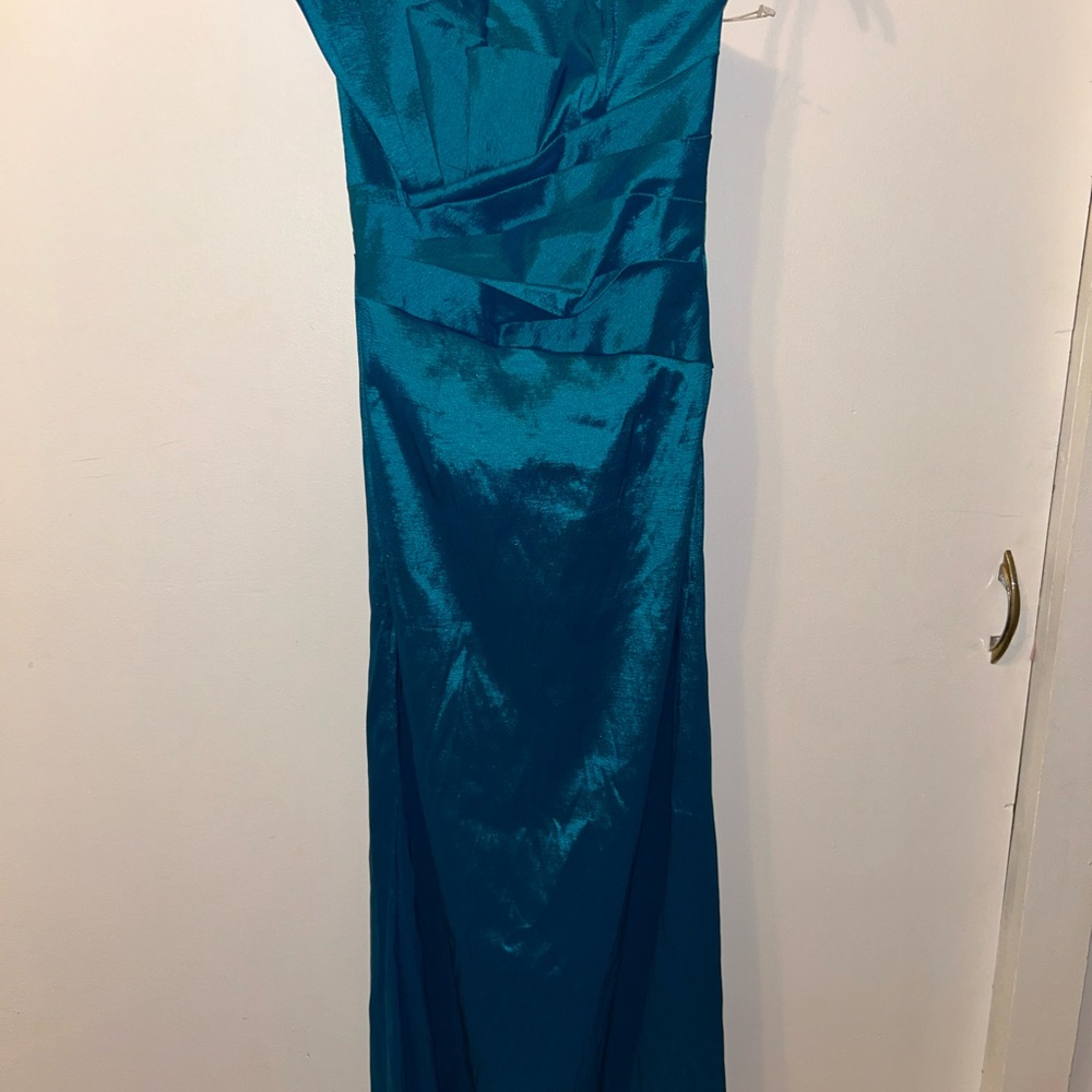 Jessica McClintock Teal Satin Dress